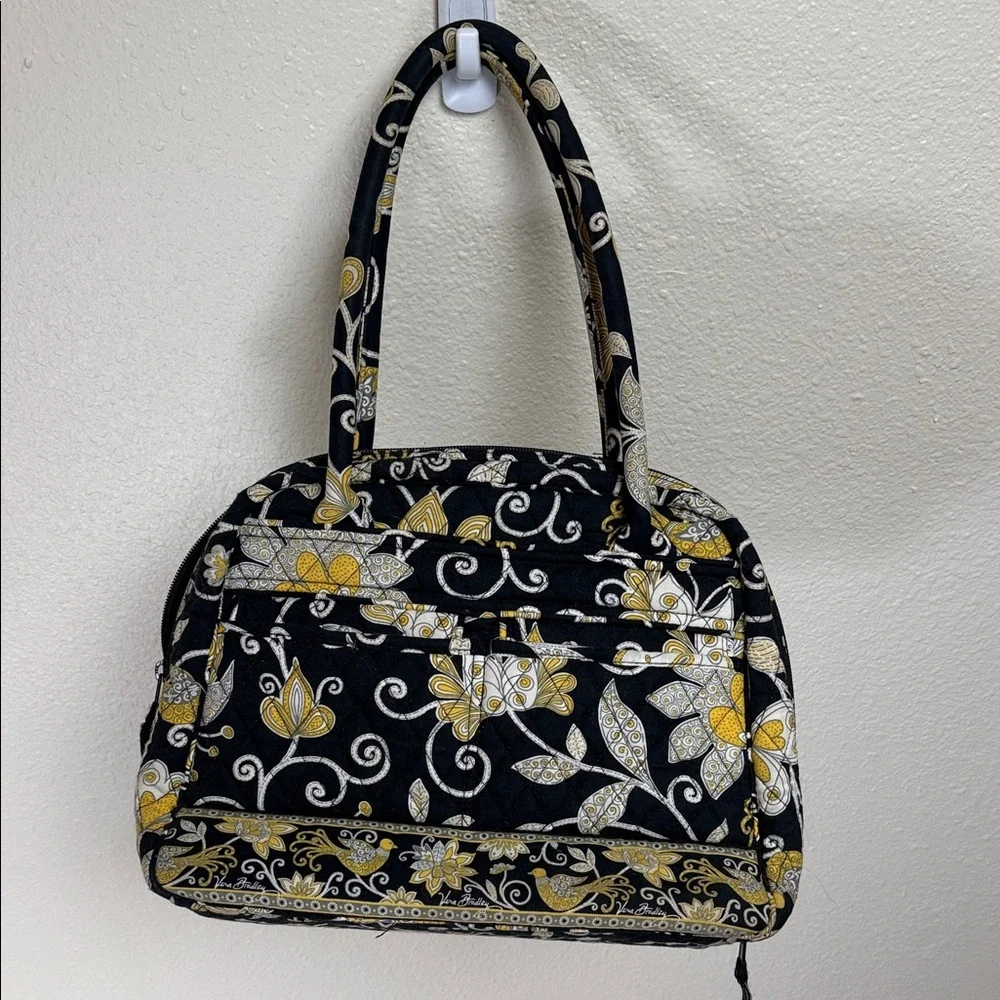 VERA BRADLEY Fabric travel make-up bag. Black, yellow, white